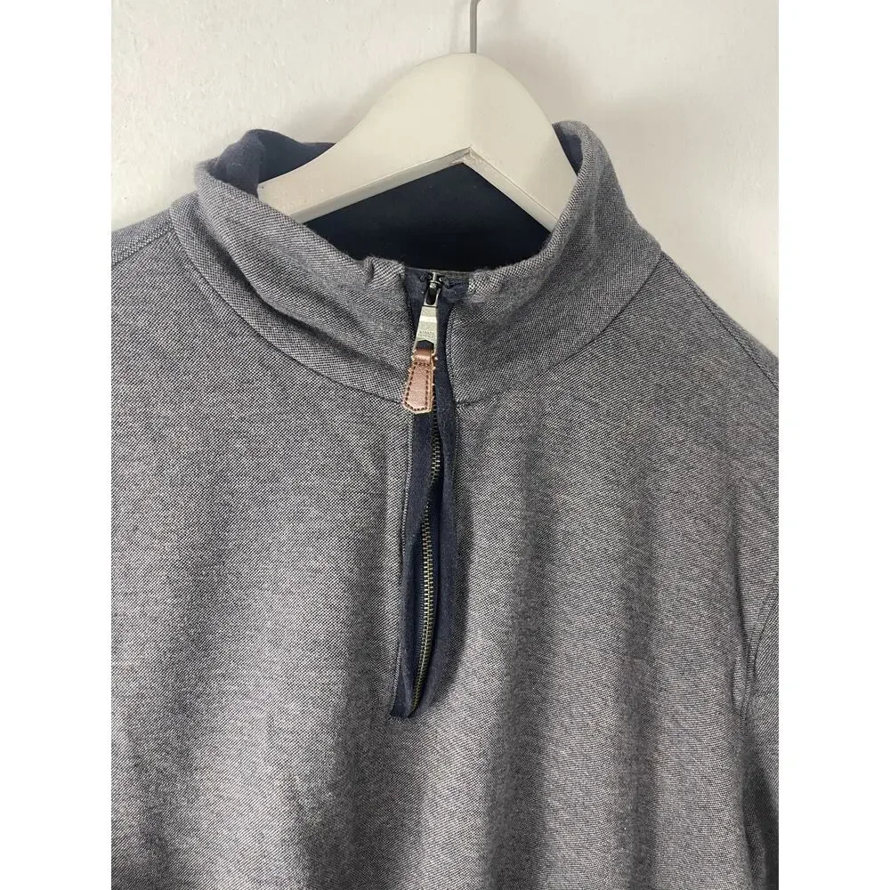 BANANA REPUBLIC Sweater Mens Large Gray Quarter Zip Pullover Shirt N277